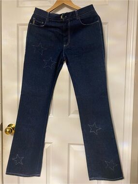 Valentino Indigo Wide-Leg Jeans with Star Appliqués #22